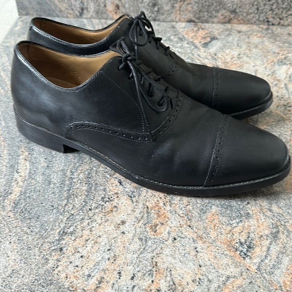 Cole Haan Cambridge Cap Toe Oxfords black leather Mens Brogue size 10 - Picture 2 of 10